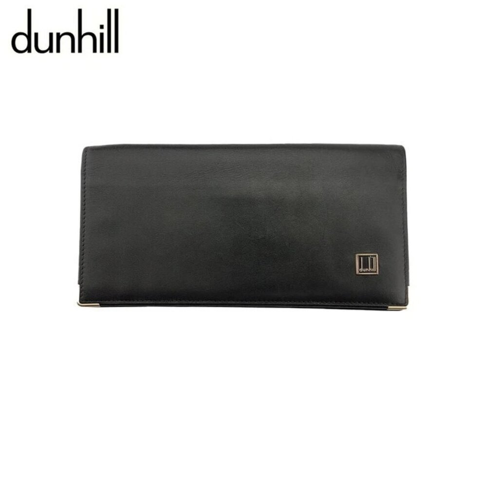 dunhill Long Billfold Logo Plate Leather Authentic Used T22248